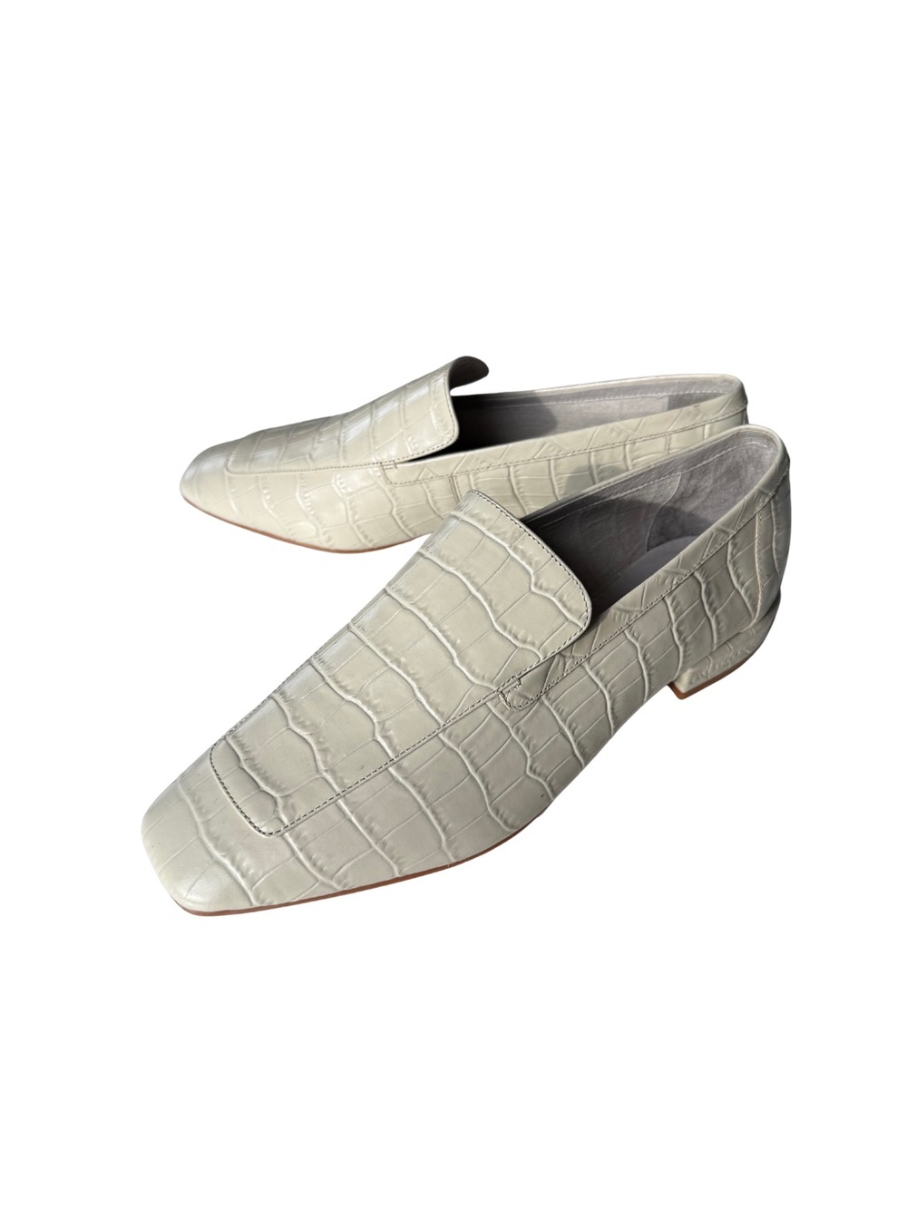 Jeffrey Campbell Women’s Cream Croc-Embossed Loafers - Picture 3 of 8
